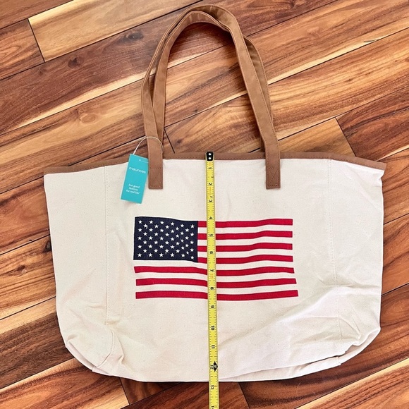 NWT Maurices Cotton USA American Flag Preppy Beach Bag Tote Costal Casual - Picture 7 of 10